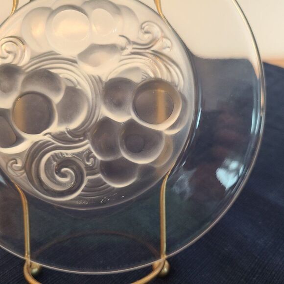 Cristal Lalique Marienthal French Art Crystal Grape Motif Standard Plate 17 cm - Picture 10 of 14